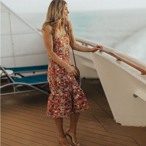 Lovers + Friends Under The Stars Midi Dress Rose Lace M - Picture 3 of 12